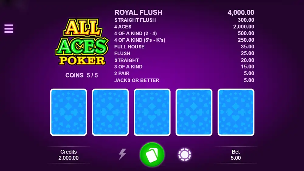 All Aces Poker demo play