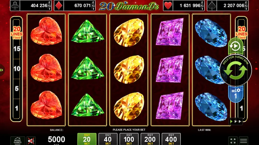 20 Diamonds demo play