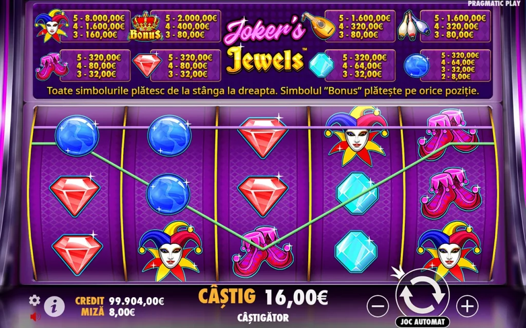 Joker’s Jewels Câștigă