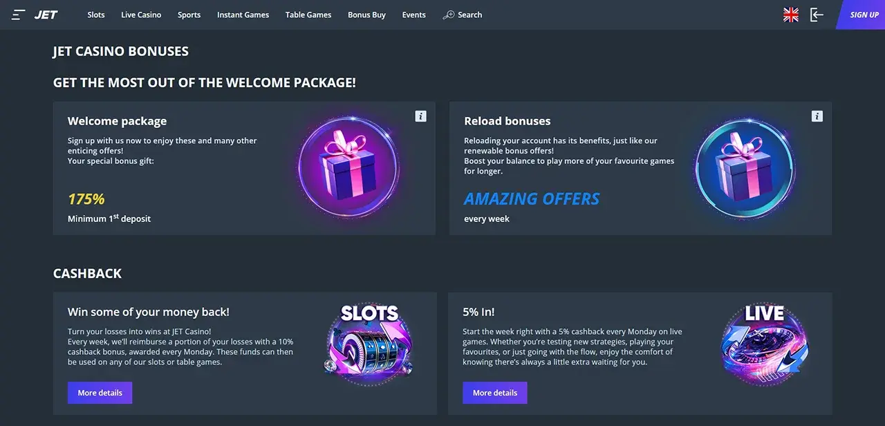 Jet Casino Promoții