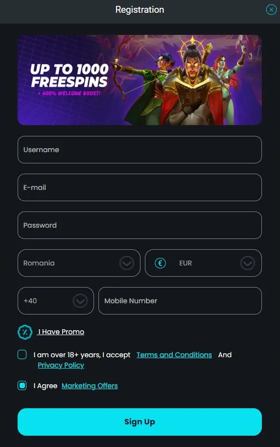 Cosmobet Formular de Înregistrare