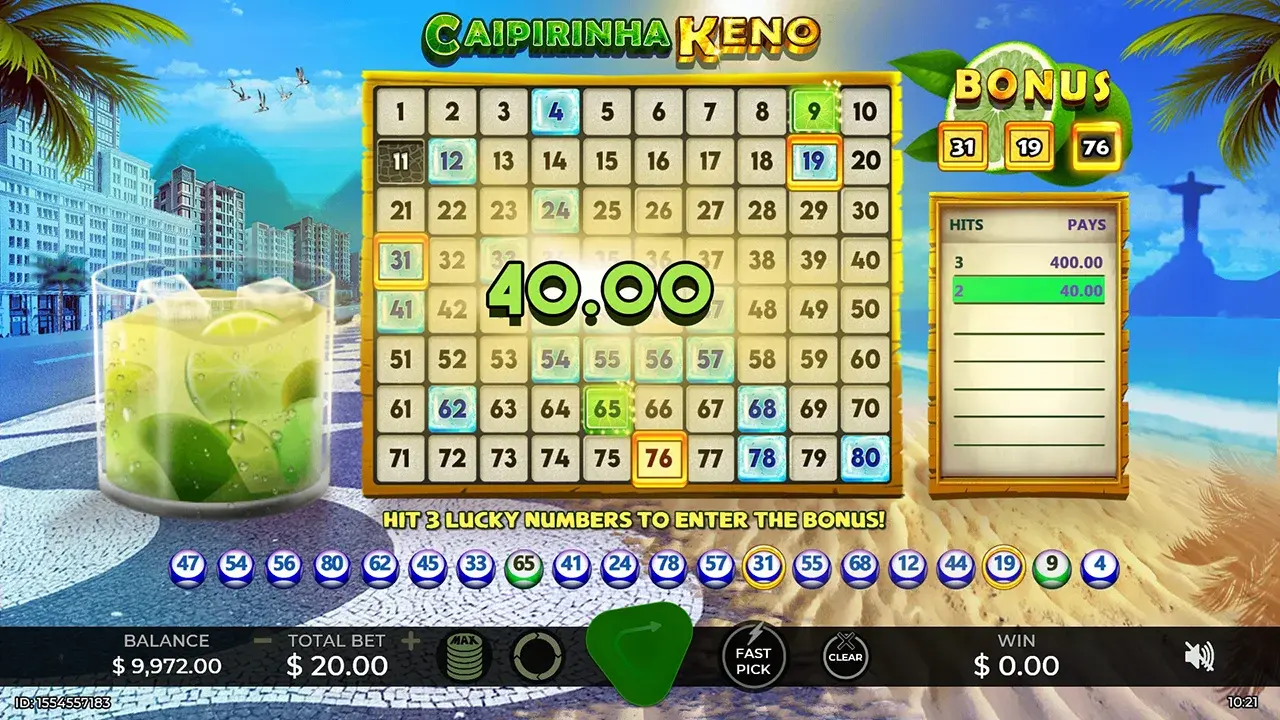 Caipirinha Keno Câștigă