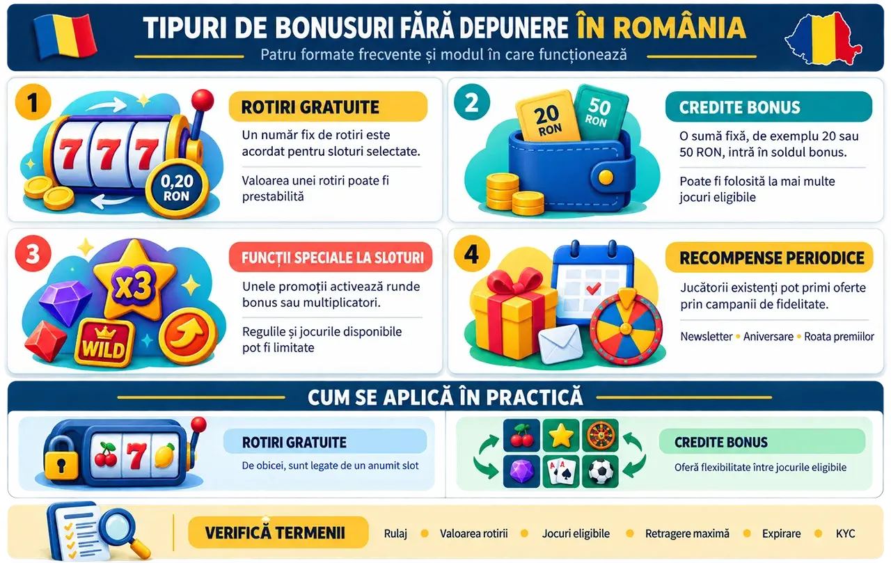 Tipuri de bonusuri fără depunere
