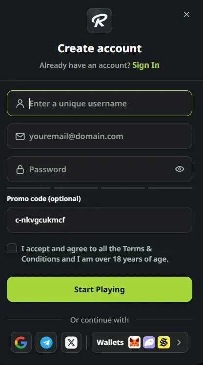 Racby Casino Formular de Înregistrare Racby Casino Formular de Înregistrare